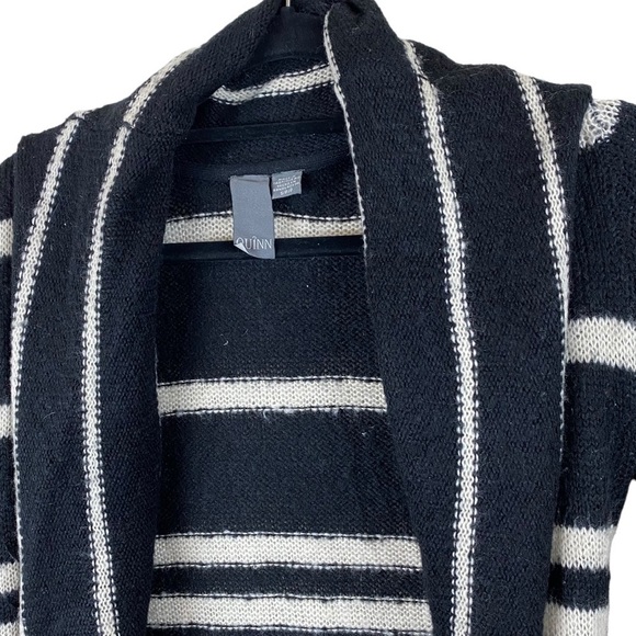 Quinn open front black and white striped cardigan Sz Small - Picture 2 of 5